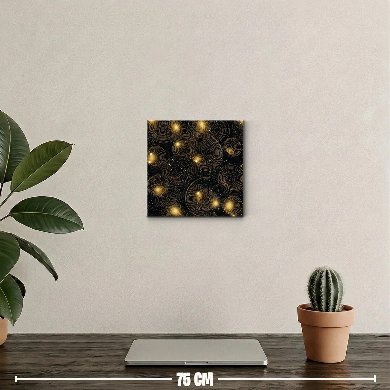 Cuadro abstracto con espirales doradas sobre fondo oscuro — miniatura 2