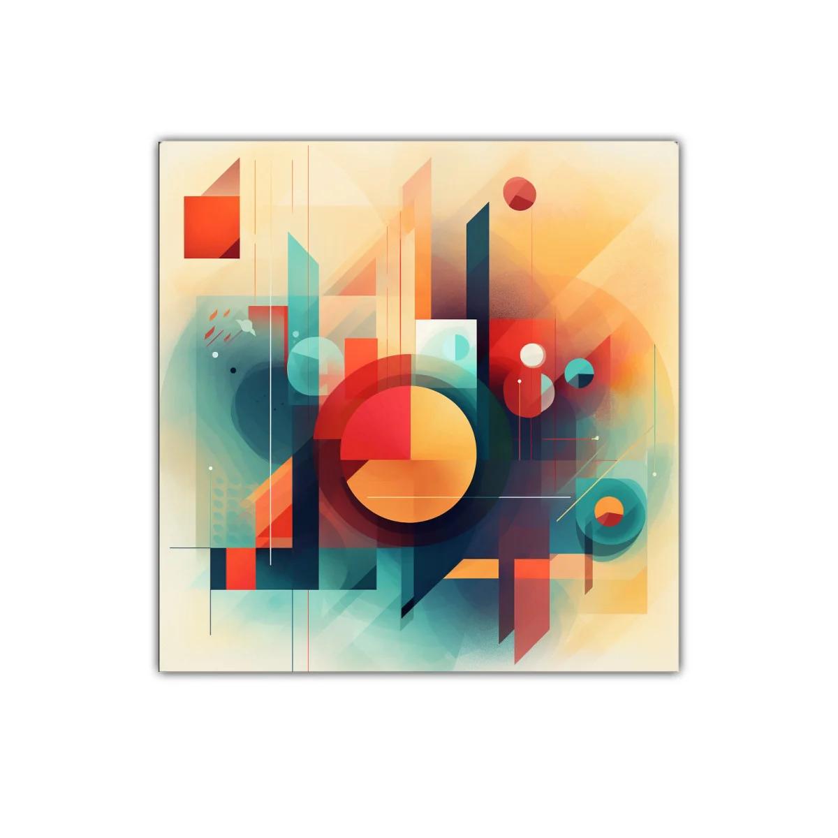 Composición geométrica con tonos cálidos y fríos para decorar