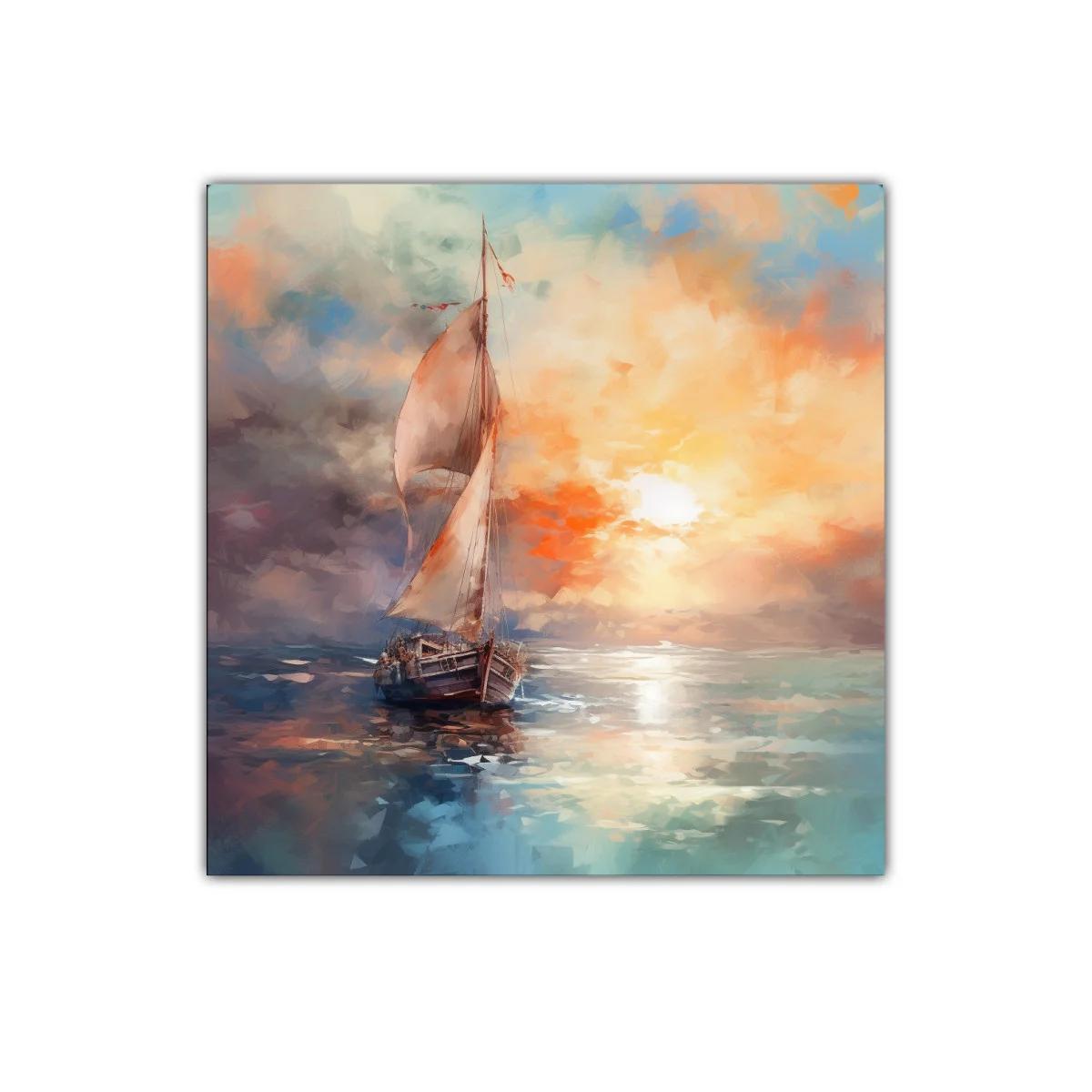 Velero navegando al atardecer con luz cálida y cielo colorido — imagen principal