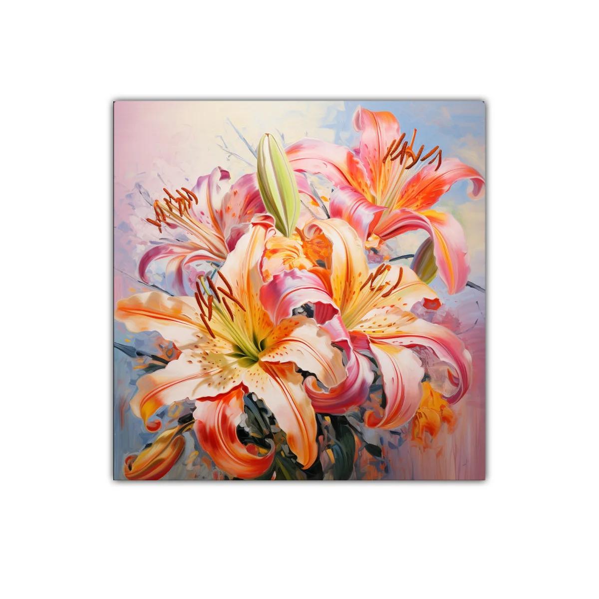 Cuadro decorativo con flores de lirio en tonos cálidos — imagen principal