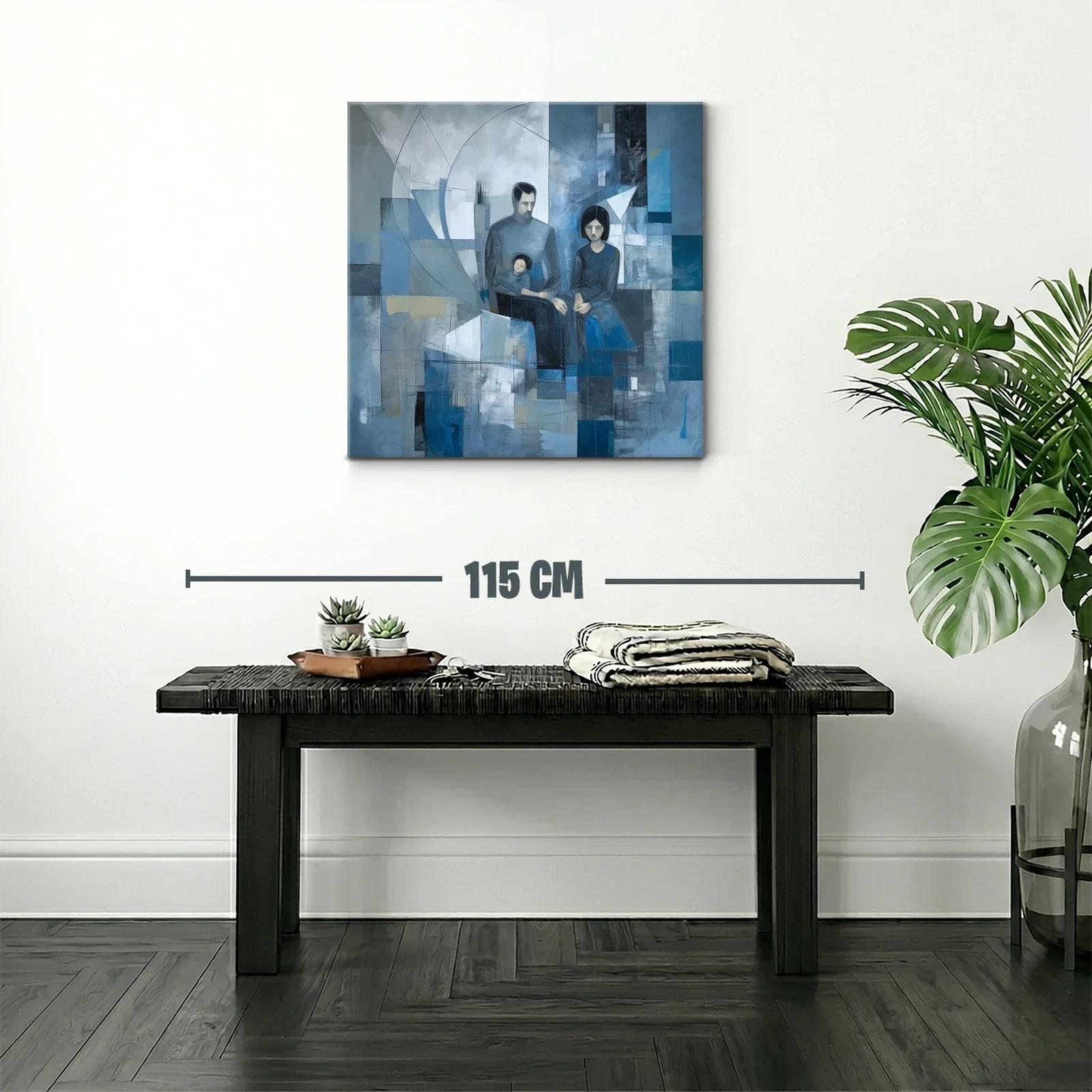 Composición abstracta de familia en tonos fríos y azules — miniatura 2