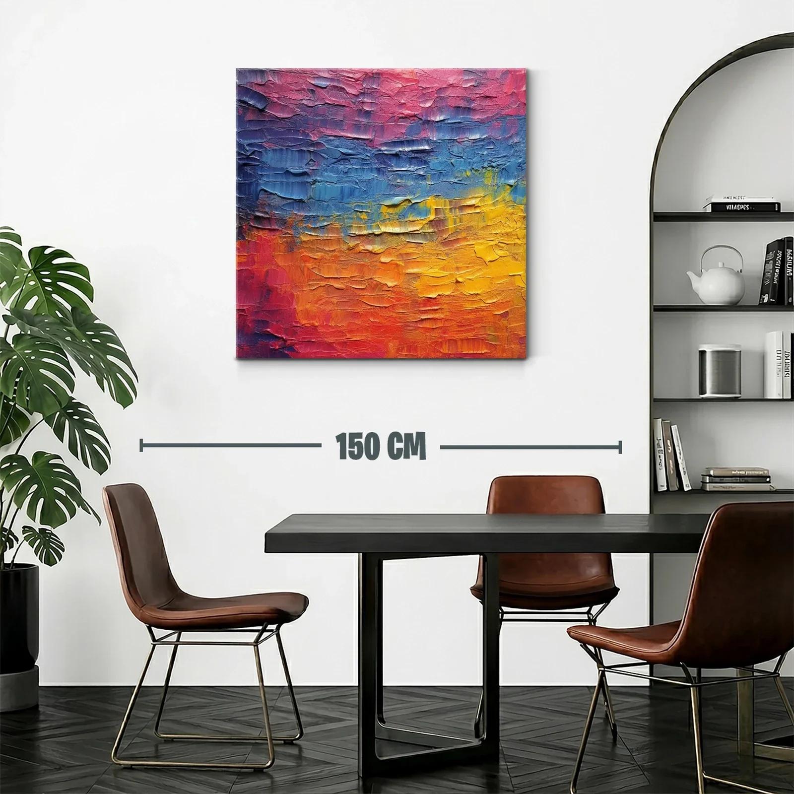 Cuadro abstracto con vibrantes tonos cálidos y fríos — miniatura 2