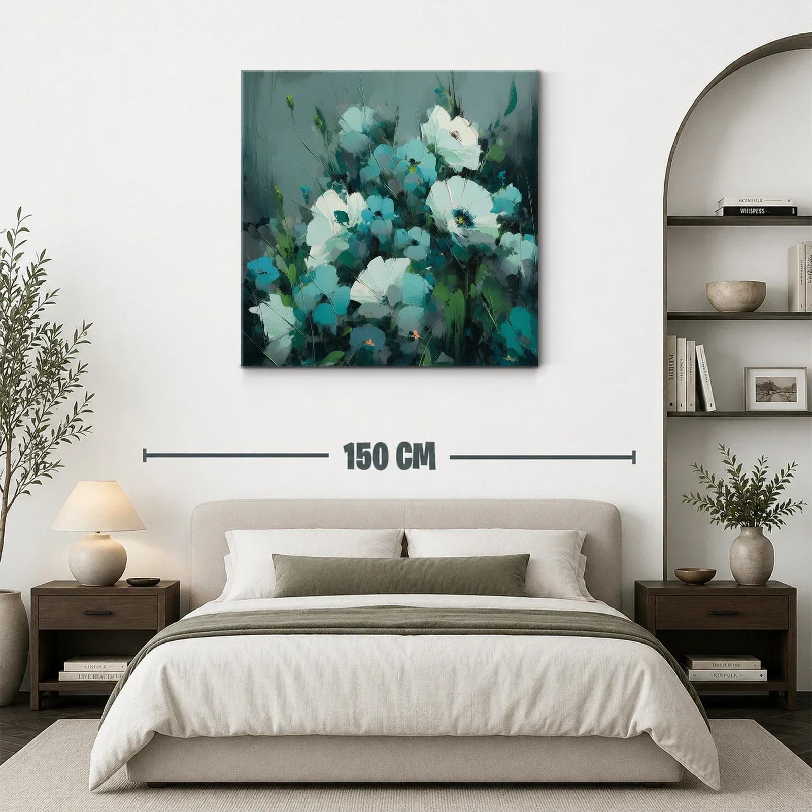 Flores blancas y turquesas con fondo gris azulado — miniatura 3