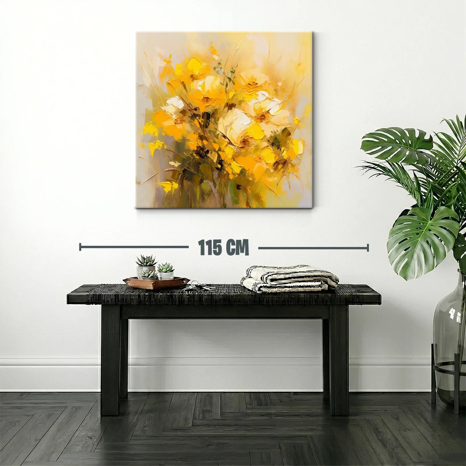 Cuadro floral con bouquet vibrante en tonos amarillos y ocres — miniatura 2