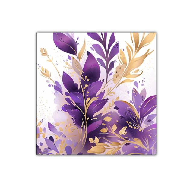 Elegancia floral en tonos morados y dorados para tu espacio