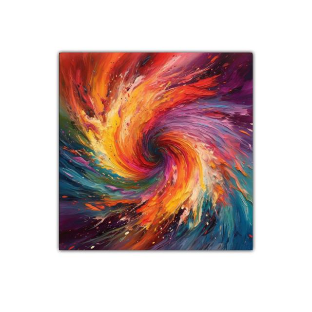Cuadro abstracto con remolino de colores vibrantes