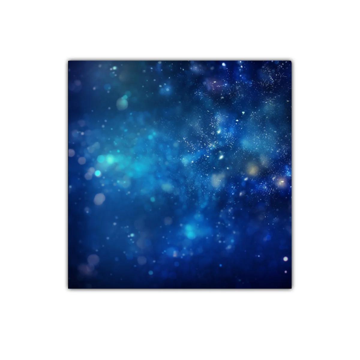 Cuadro abstracto con destellos azules y luces difusas — imagen principal