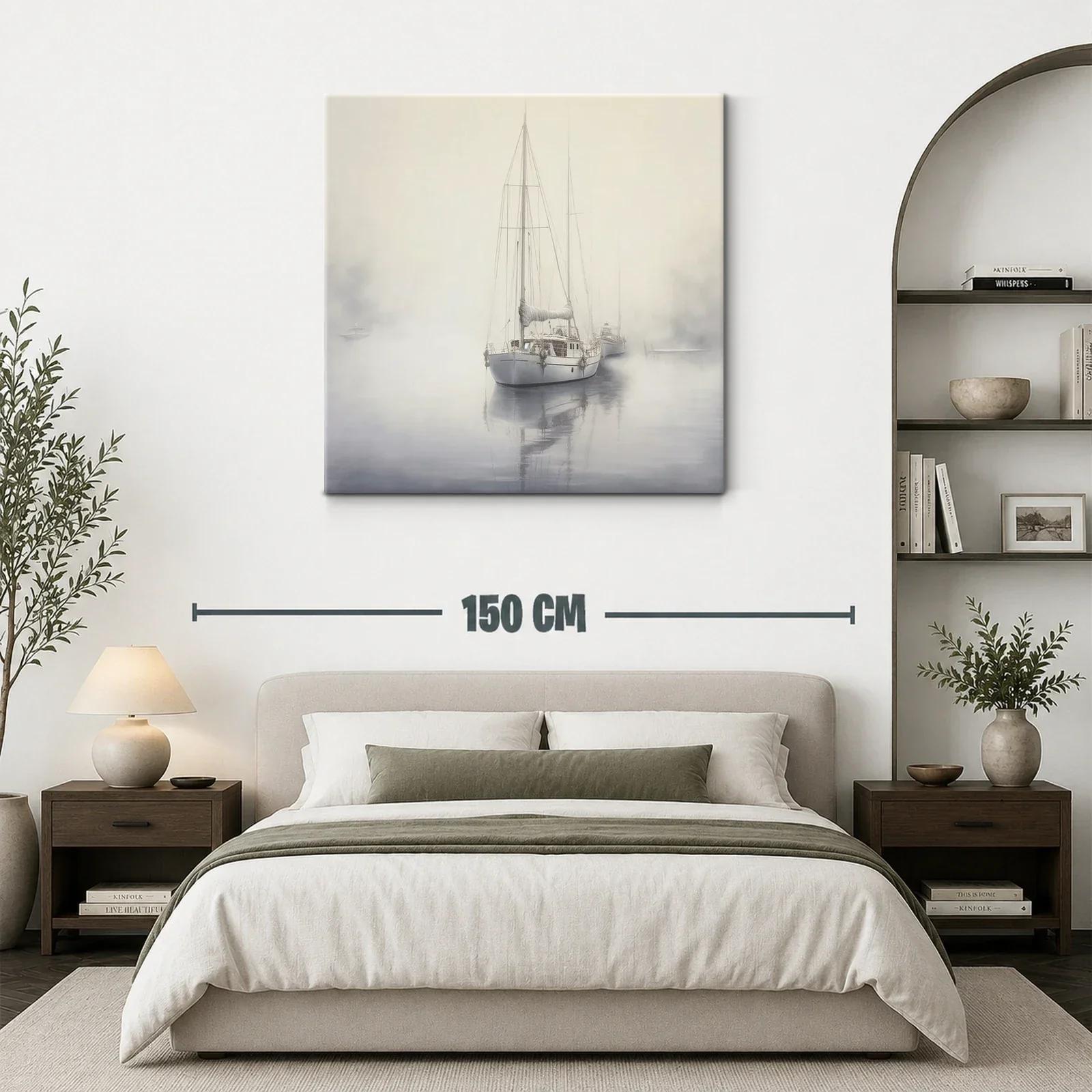 Velero en calma entre niebla matutina sutil — miniatura 3