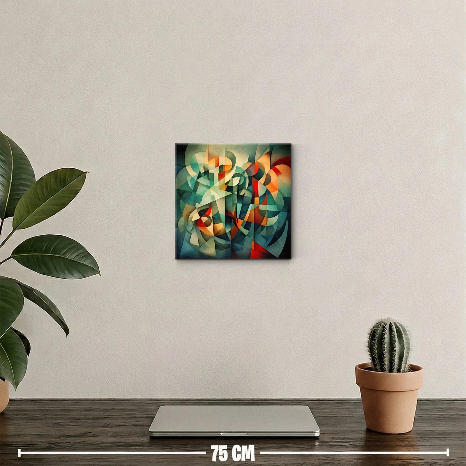 Cuadro abstracto con formas geométricas y tonos vibrantes — miniatura 2