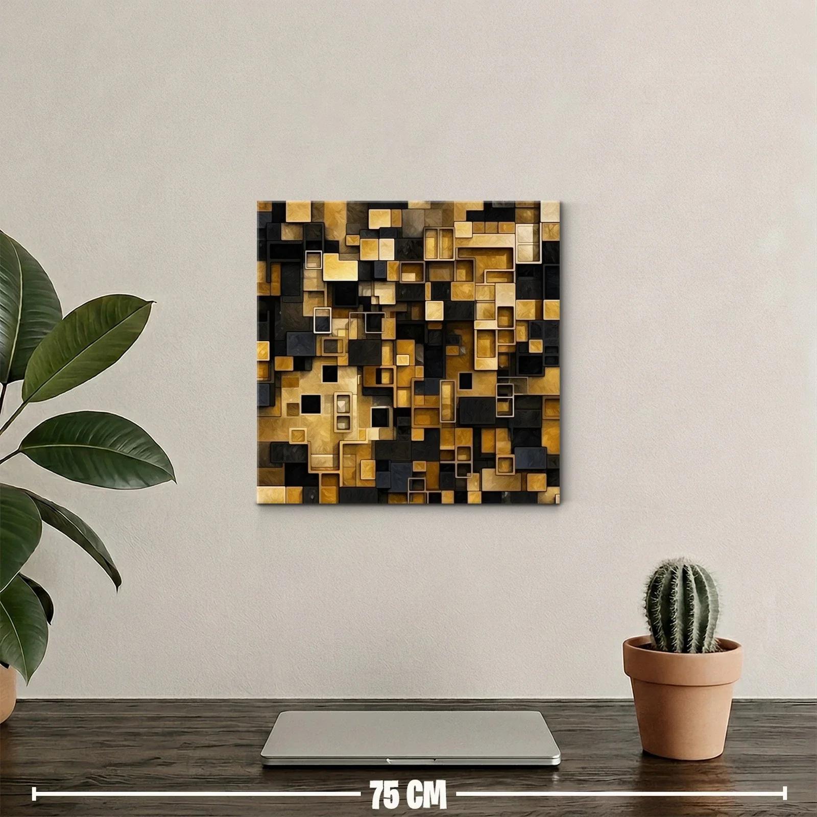 Composición geométrica en tonos dorados y negros vibrantes — miniatura 2