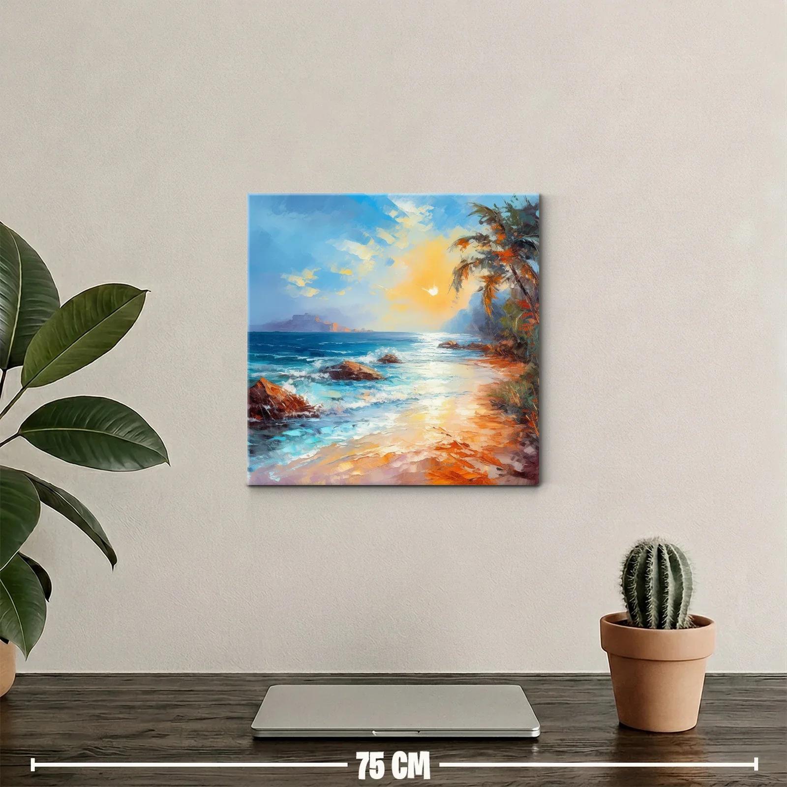 Atardecer brillante en costa tropical con palmeras — miniatura 2