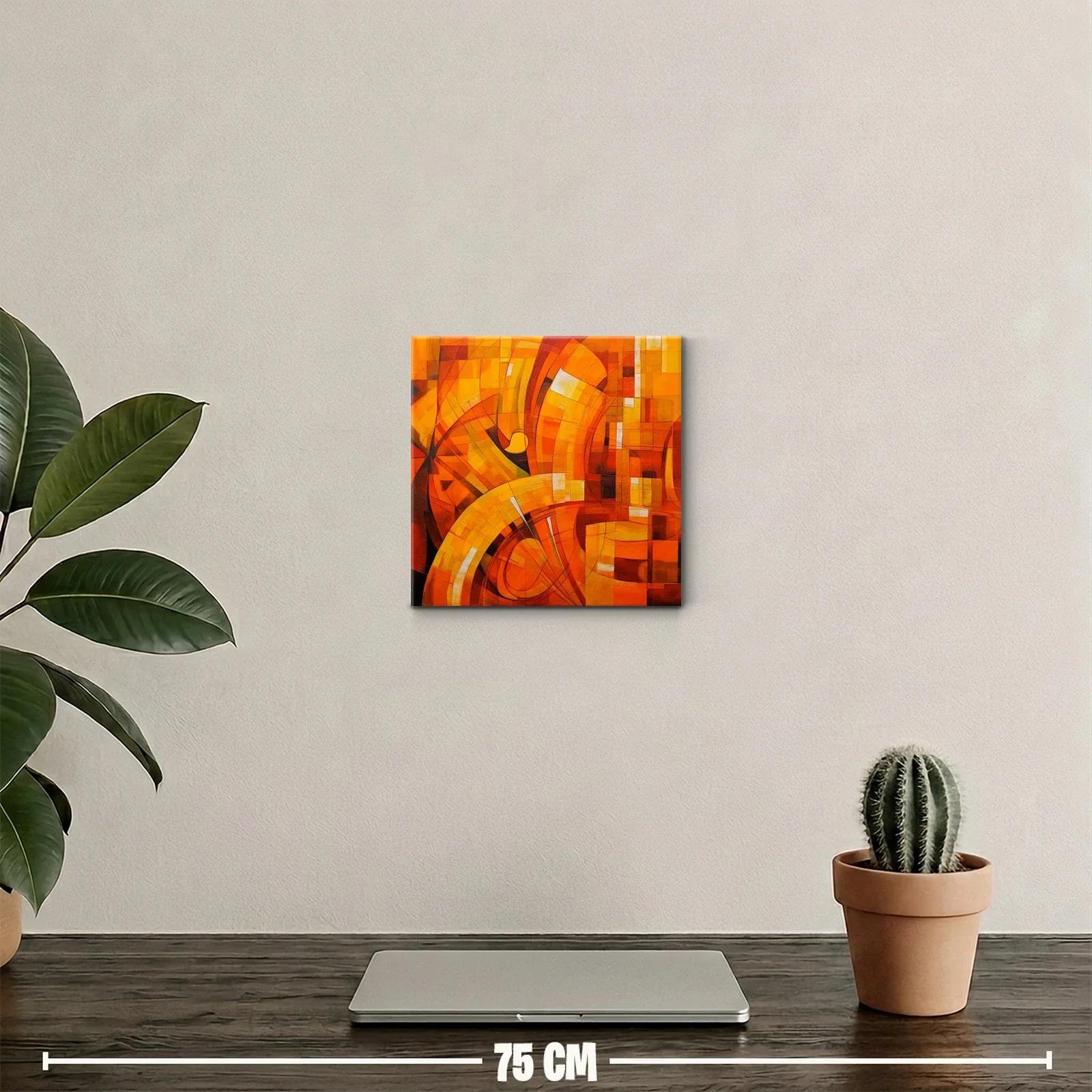 Cuadro abstracto en tonos cálidos naranja y amarillo — miniatura 2