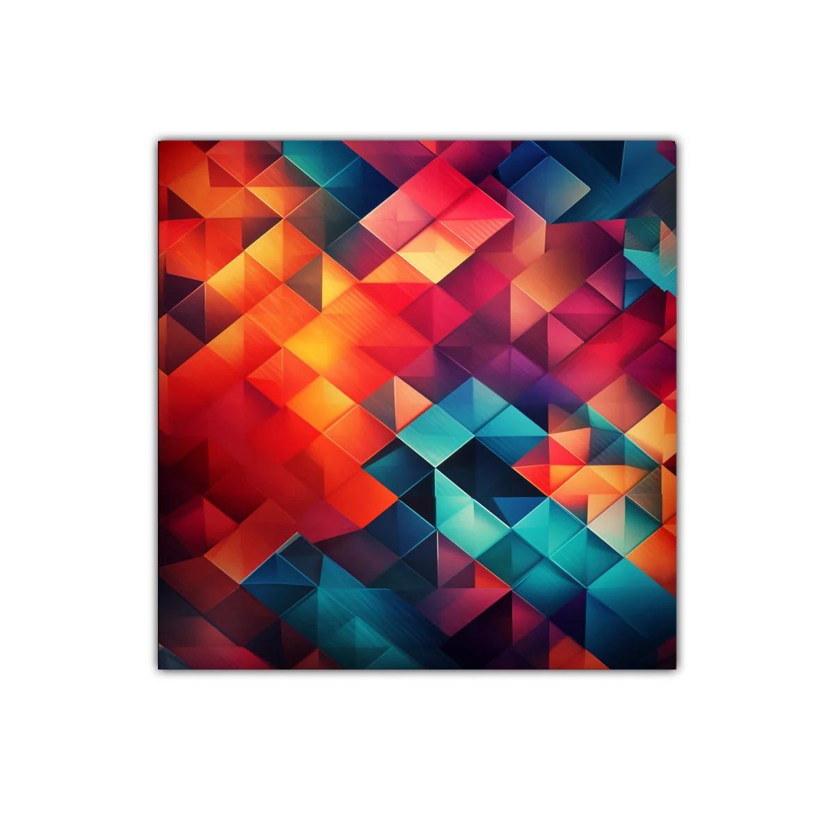 Composición geométrica vibrante con tonos cálidos y fríos — imagen principal