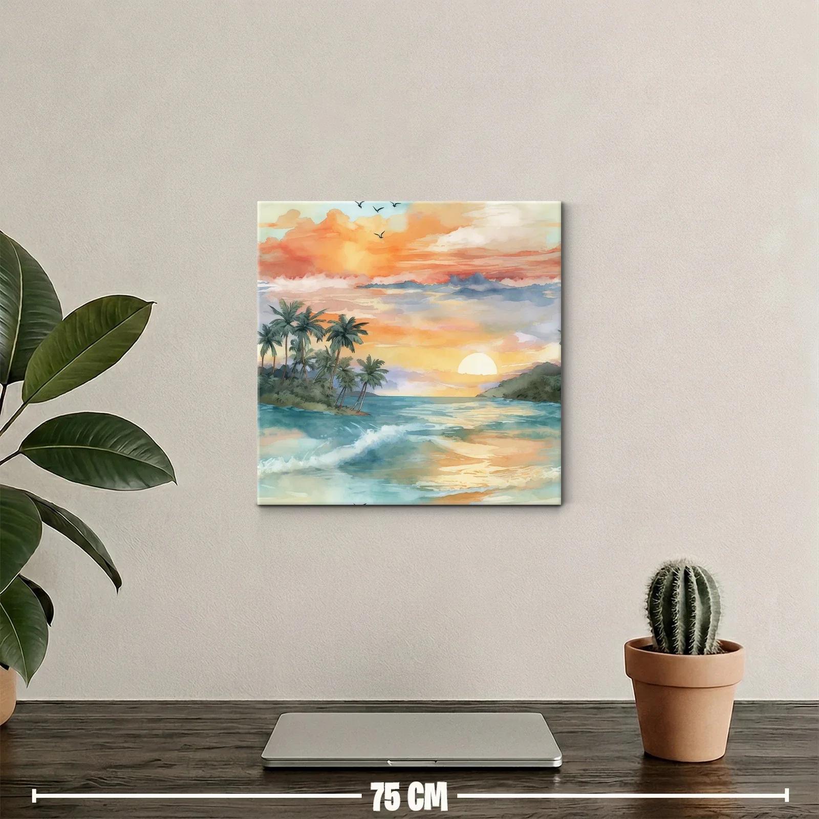 Atardecer tropical con palmeras y mar en calma — miniatura 2