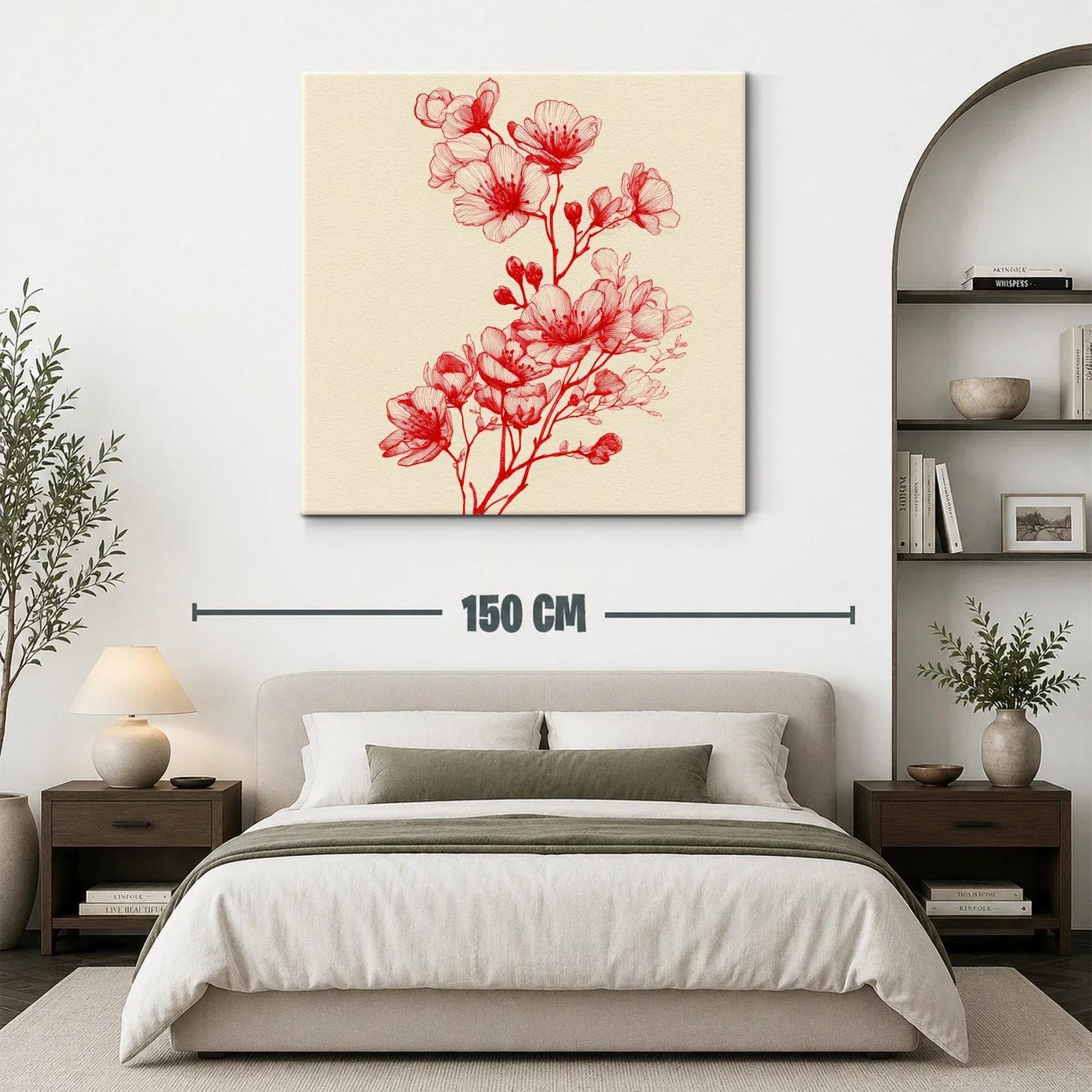 Delicada ilustración floral en tonos rojos vibrantes — miniatura 3