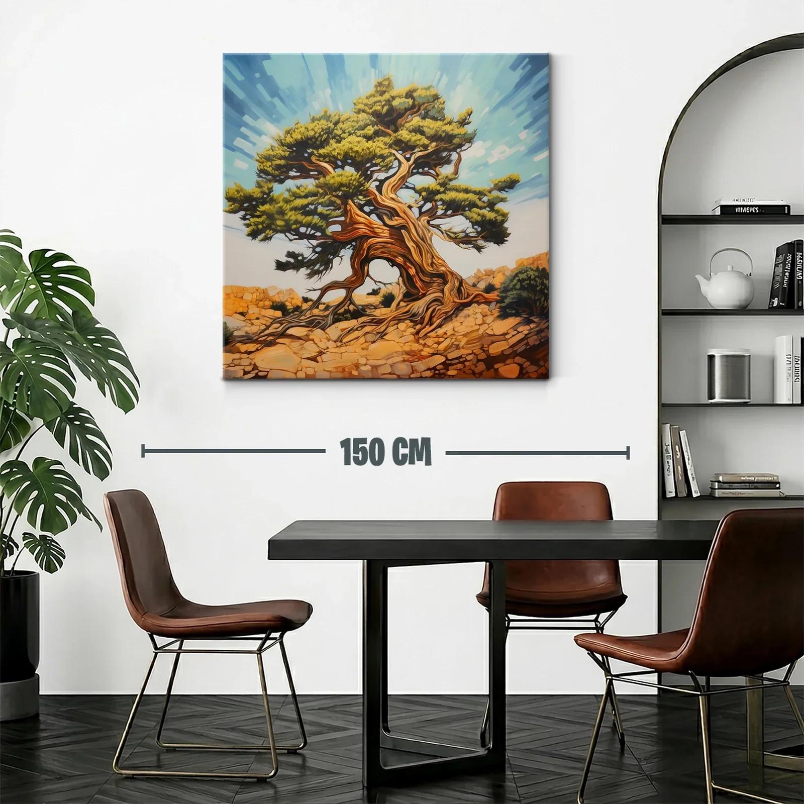 Árbol retorcido con ramas y hojas verdes bajo cielo azul — miniatura 2