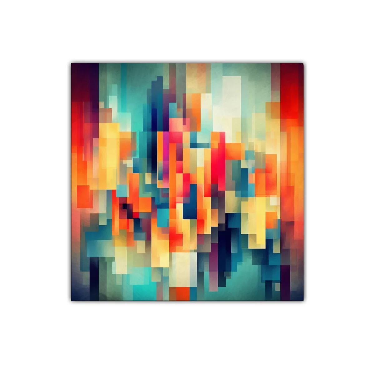 Composición abstracta con bloques en tonos cálidos y fríos