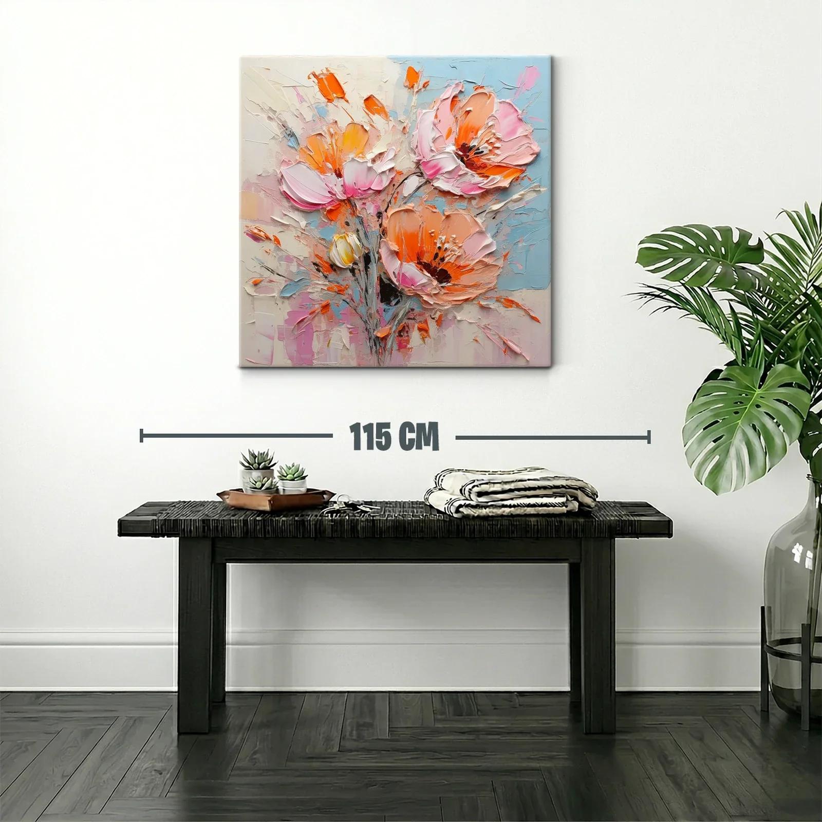 Cuadro floral vibrante con tonos cálidos y pastel — miniatura 2