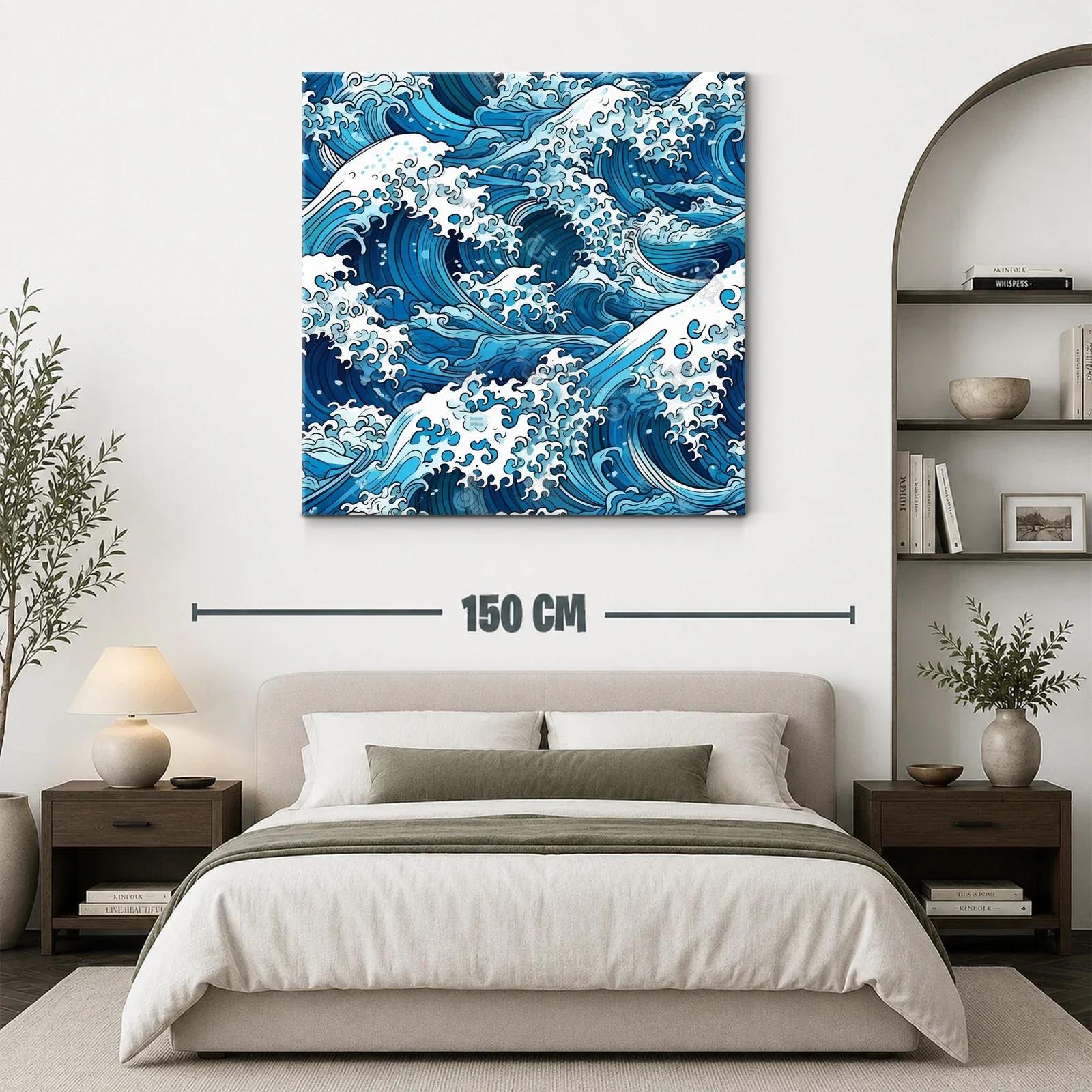 Cuadro vibrante con olas marinas en tonos azules — miniatura 3