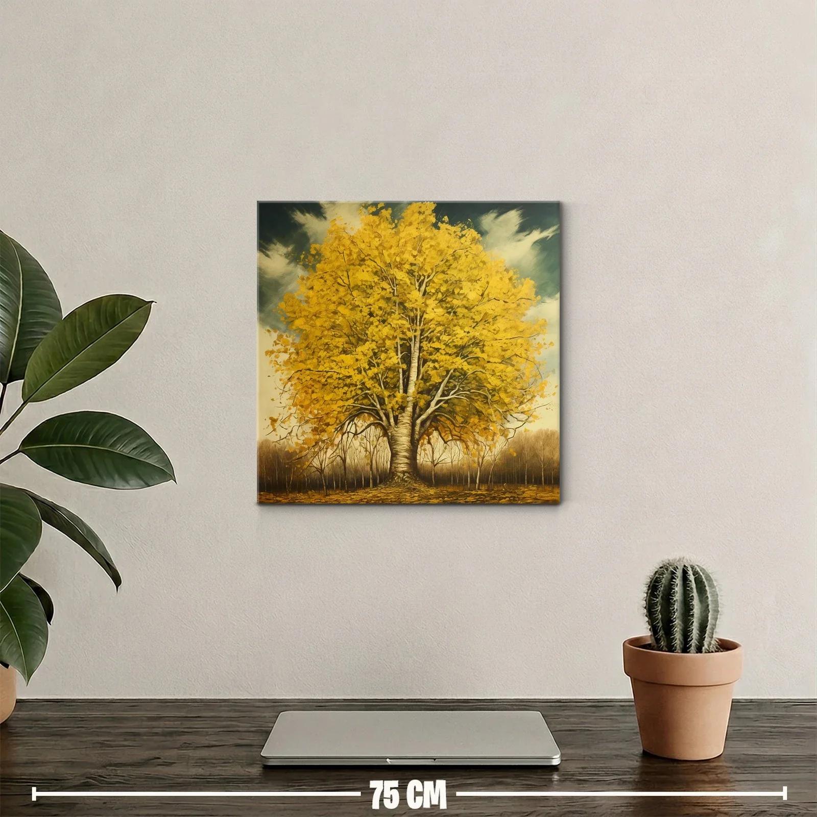 Majestuoso árbol dorado en paisaje otoñal sereno — miniatura 2