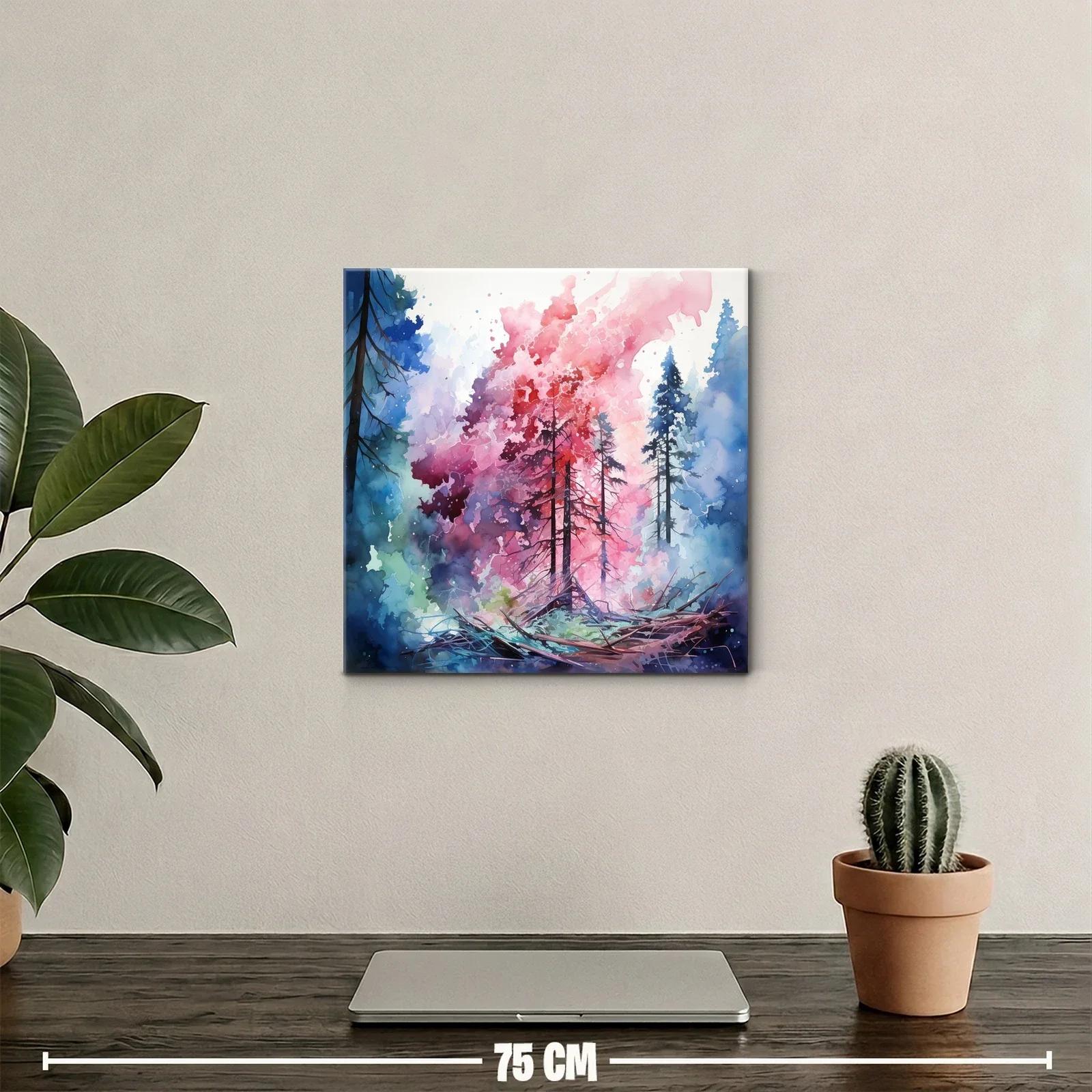 Paisaje abstracto con árboles en tonos vibrantes y contrastes — miniatura 2