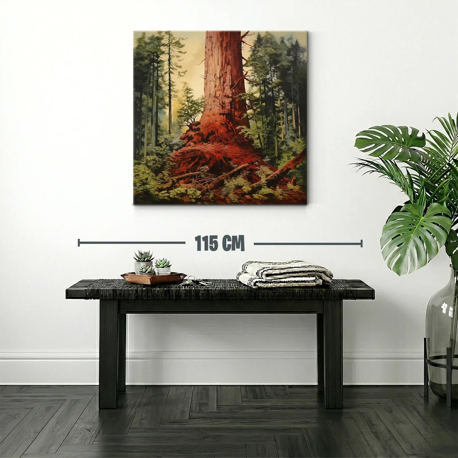 Majestuoso Tronco en Bosque Verde y Tonos Cálidos — miniatura 2