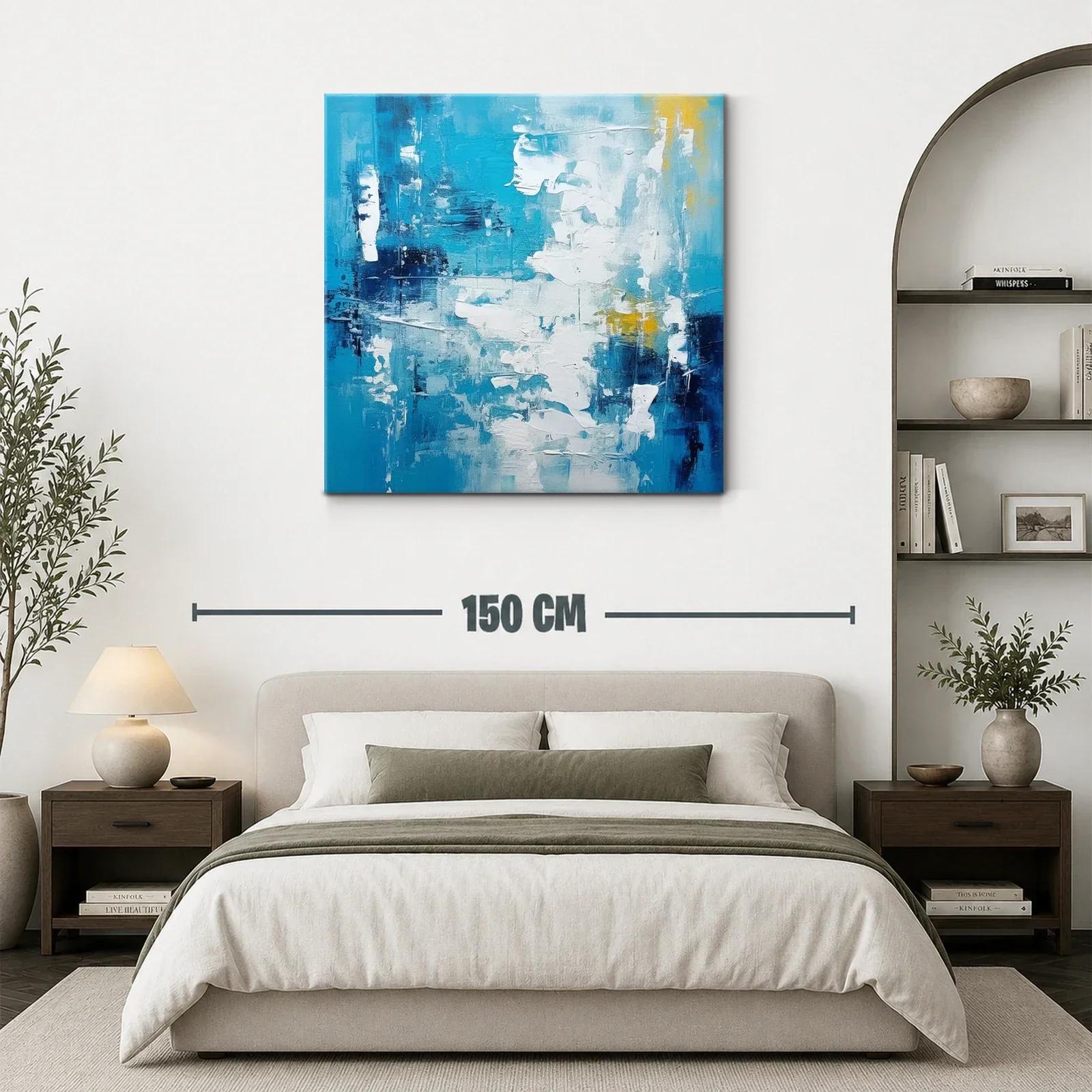 Cuadro abstracto con tonos azules y blancos vibrantes — miniatura 3