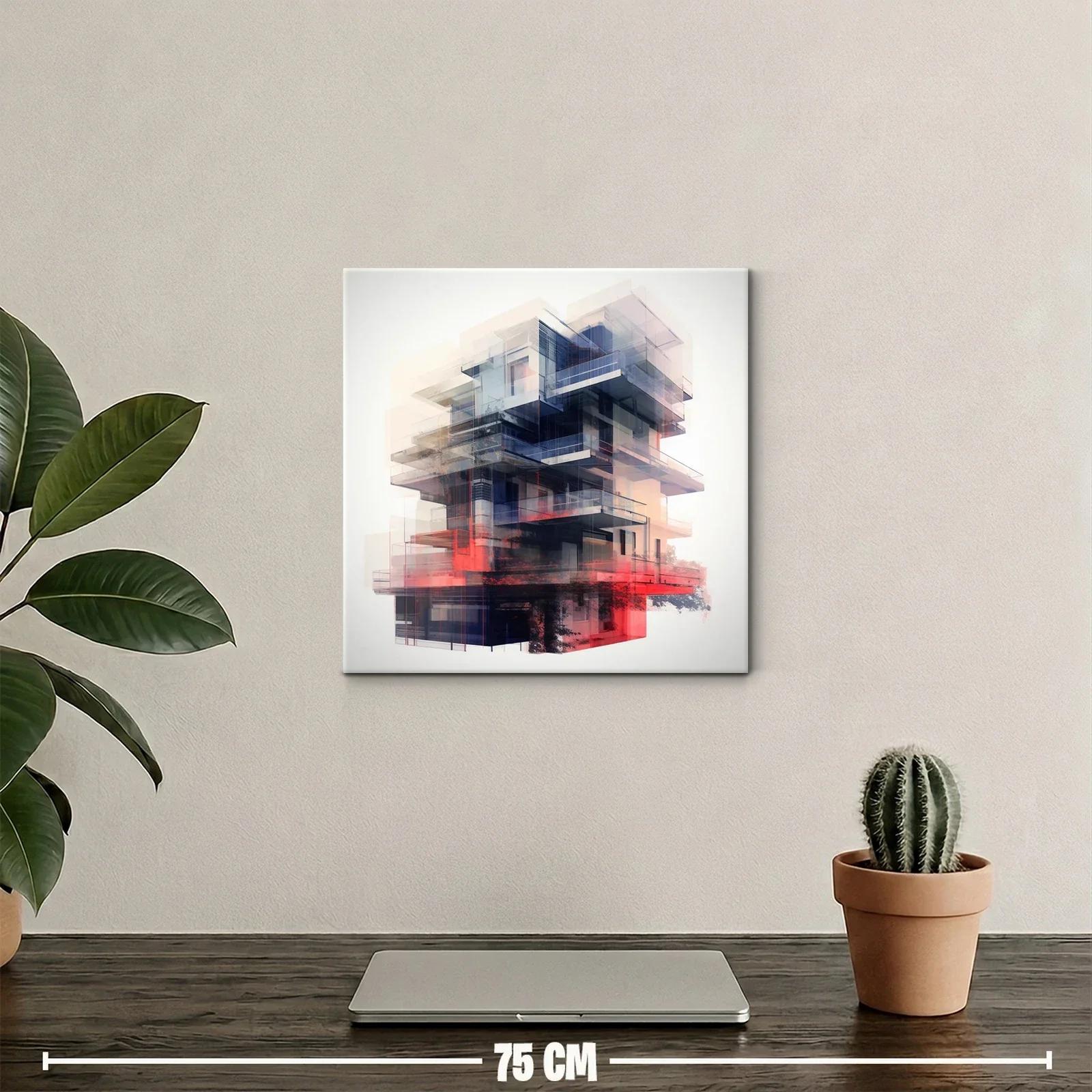 Composición abstracta de arquitectura futurista en tonos rojos y azules — miniatura 2
