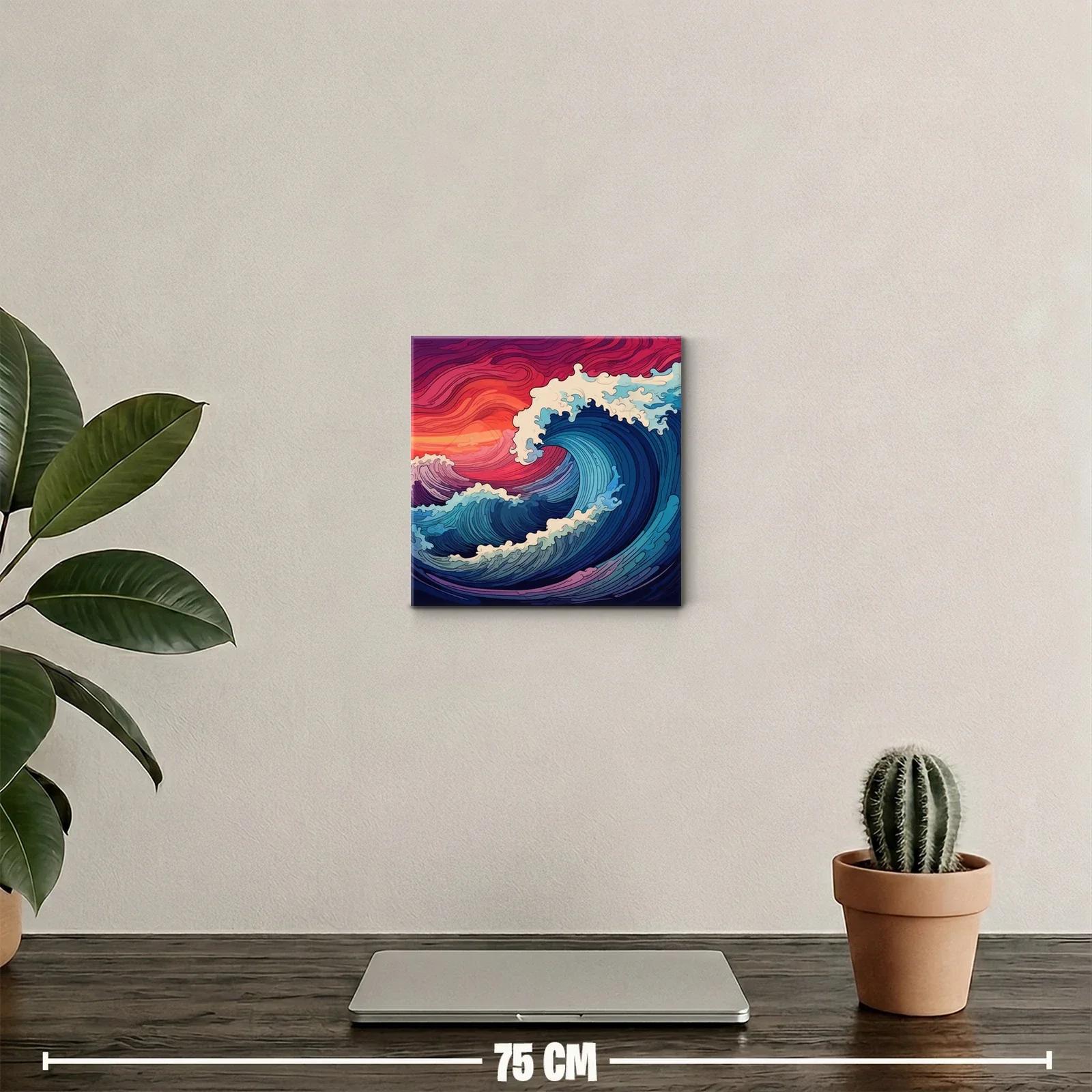 Olas dinámicas en atardecer vibrante y mar profundo — miniatura 2