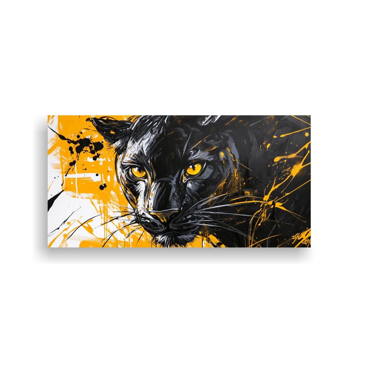 Cuadro pantera negra con mirada dorada