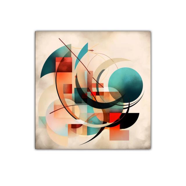 Cuadro decorativo con formas geométricas y colores vibrantes