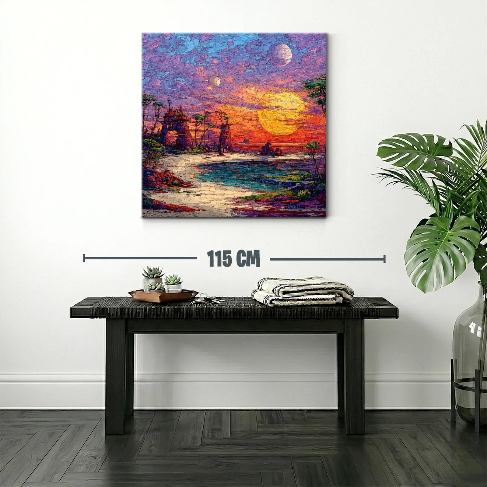 Paisaje Onírico con Dos Lunas al Atardecer — miniatura 2