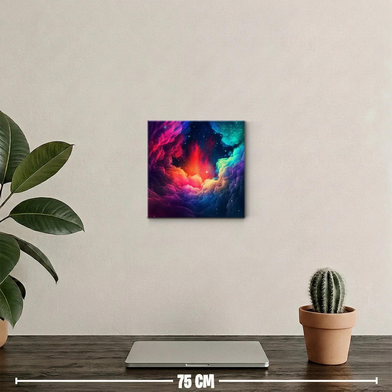 Cuadro abstracto con explosión de colores cósmicos y vibrantes — miniatura 2