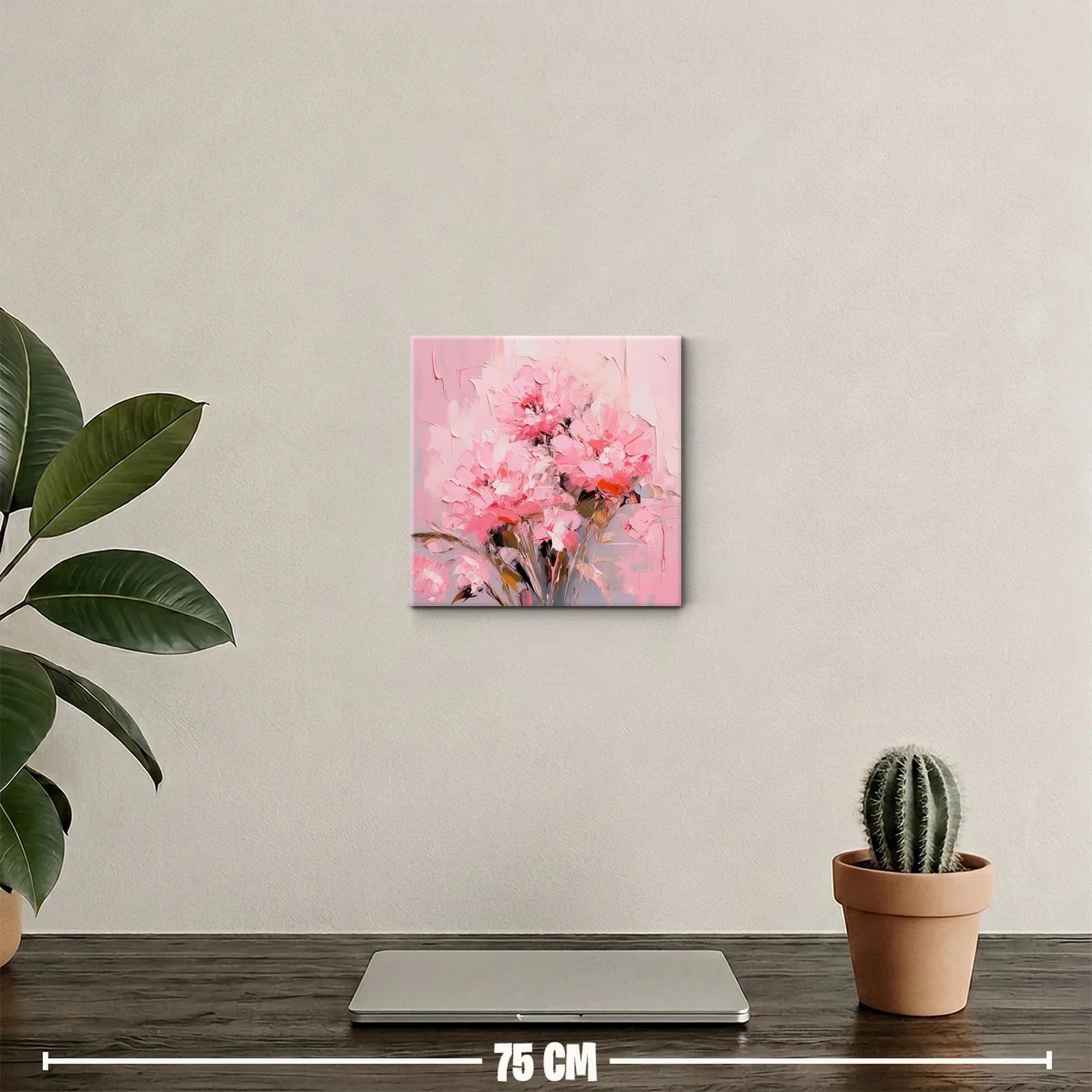 Cuadro decorativo con ramo de flores en tonos rosas suaves — miniatura 2