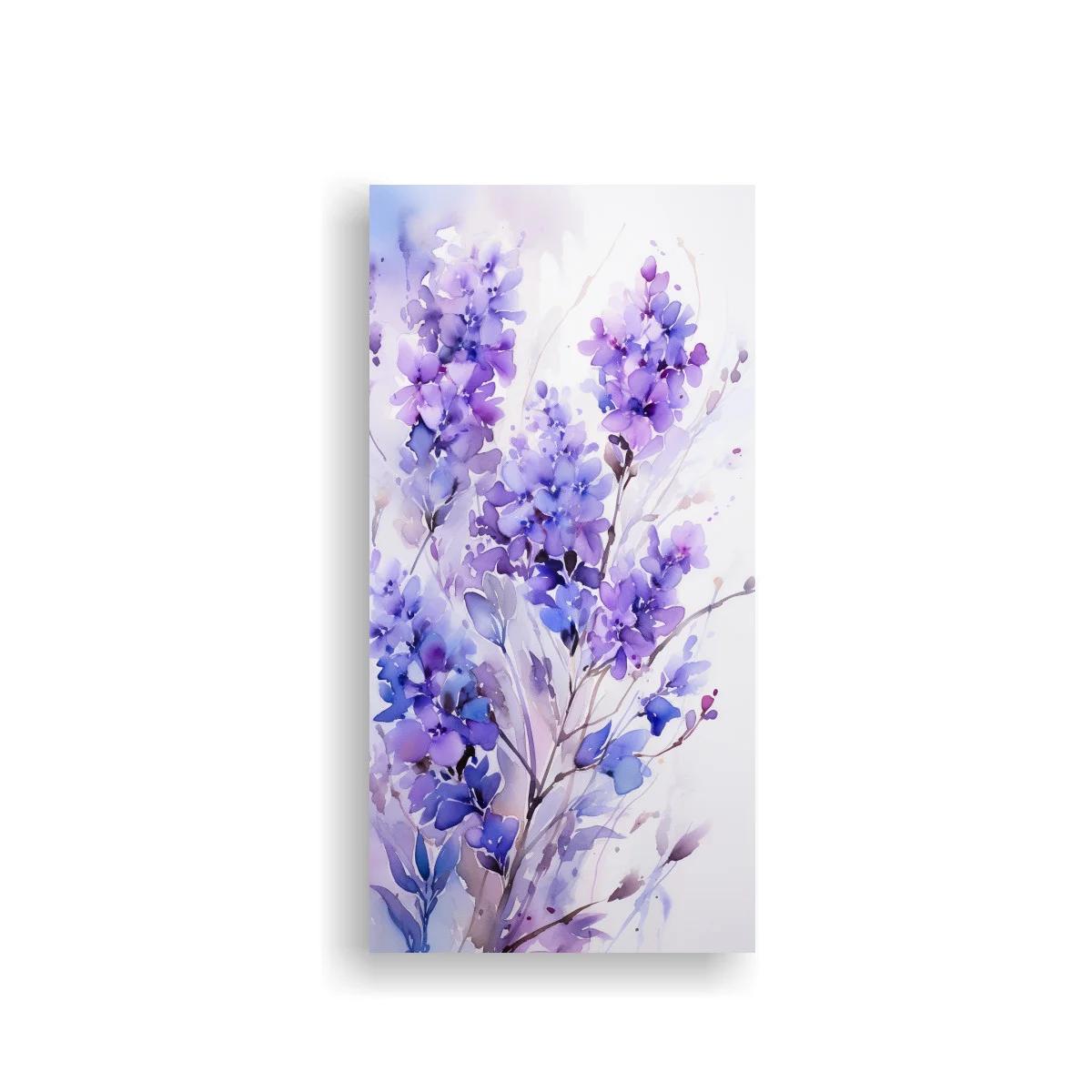 Cuadro ramo de flores lilas en acuarela