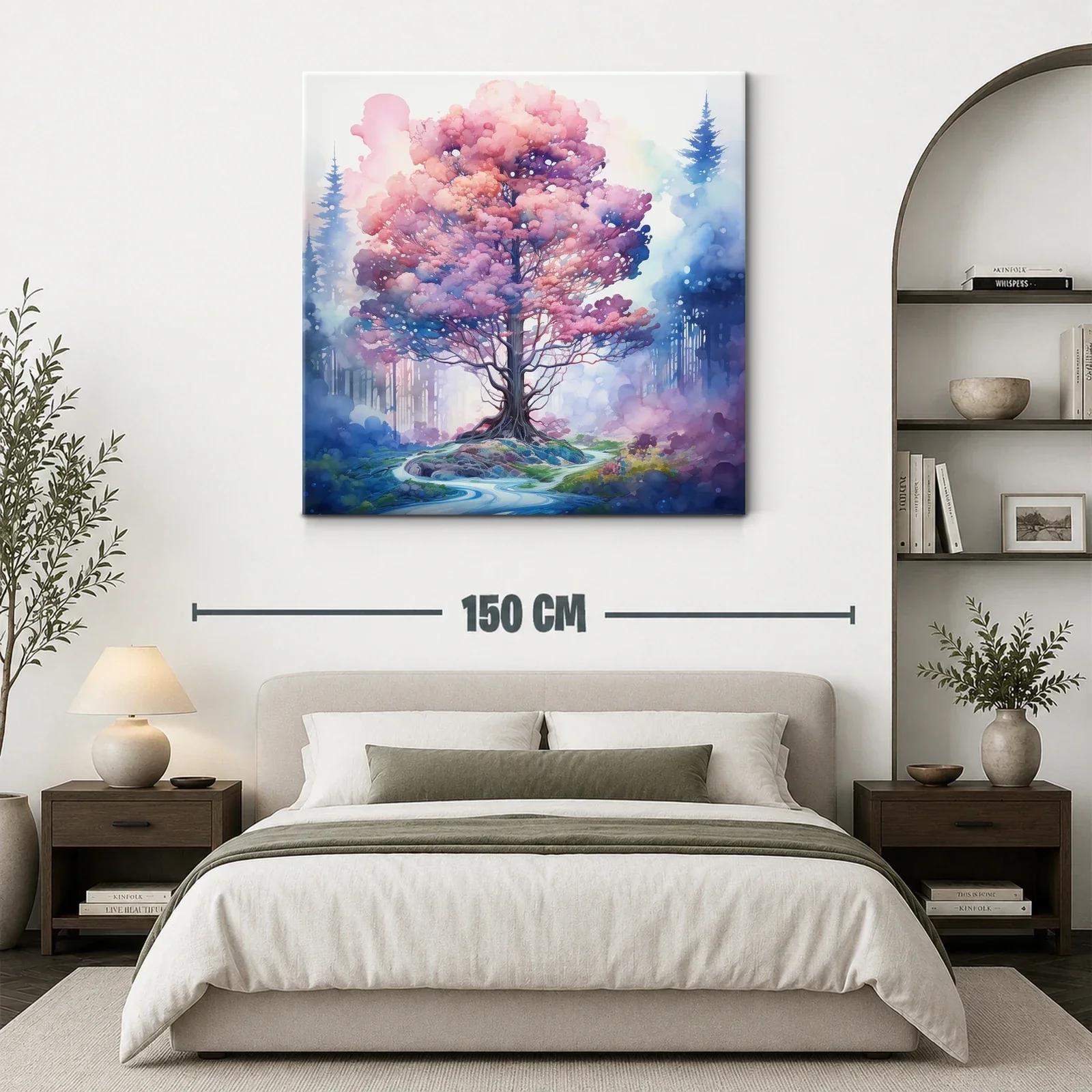 Árbol mágico con follaje rosa y ambiente de ensueño — miniatura 3