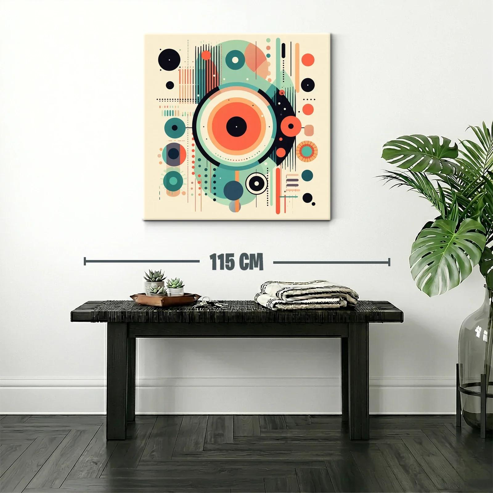 Cuadro Abstracto con Formas Circulares en Tonos Cálidos y Fríos — miniatura 2