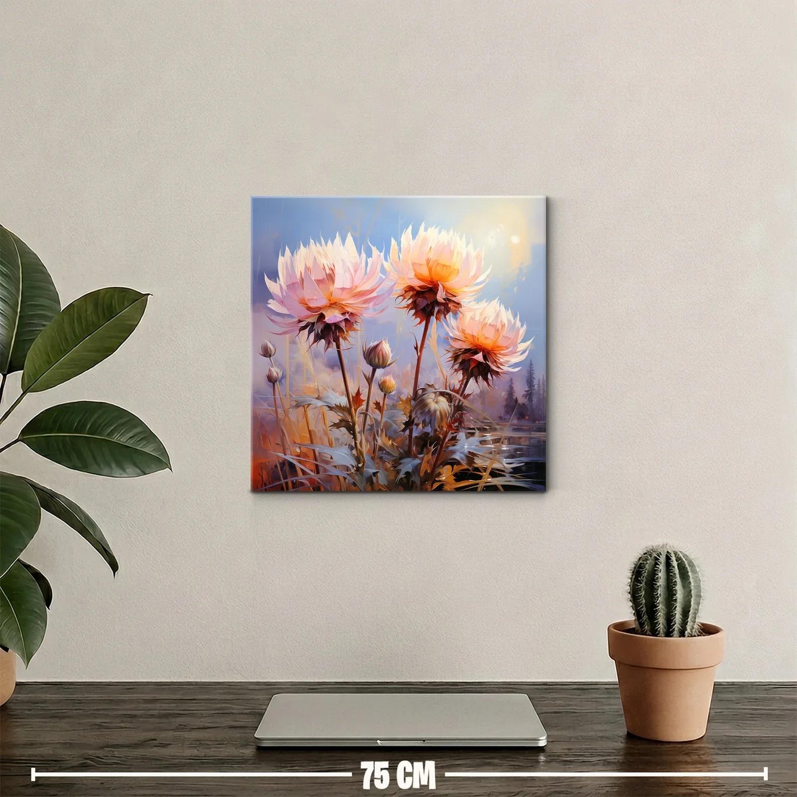 Flores luminosas en amanecer sereno con tonos cálidos — miniatura 2