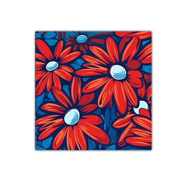 Flores vibrantes en tonos rojos y azules intensos