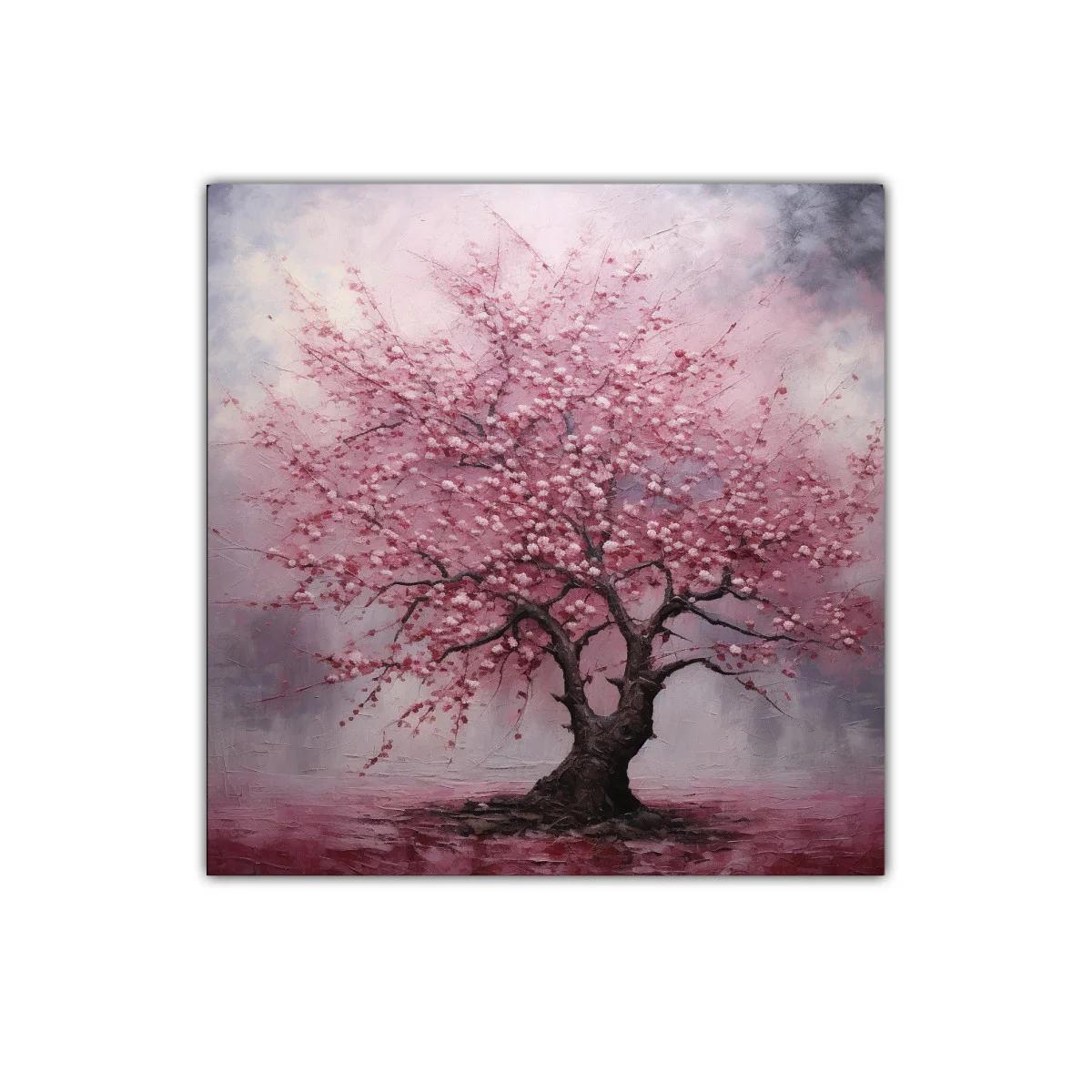 Árbol en flor con tonos rosados y ambiente etéreo