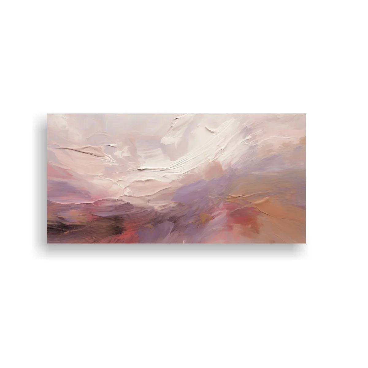 Cuadro paisaje abstracto con franja malva y rosa