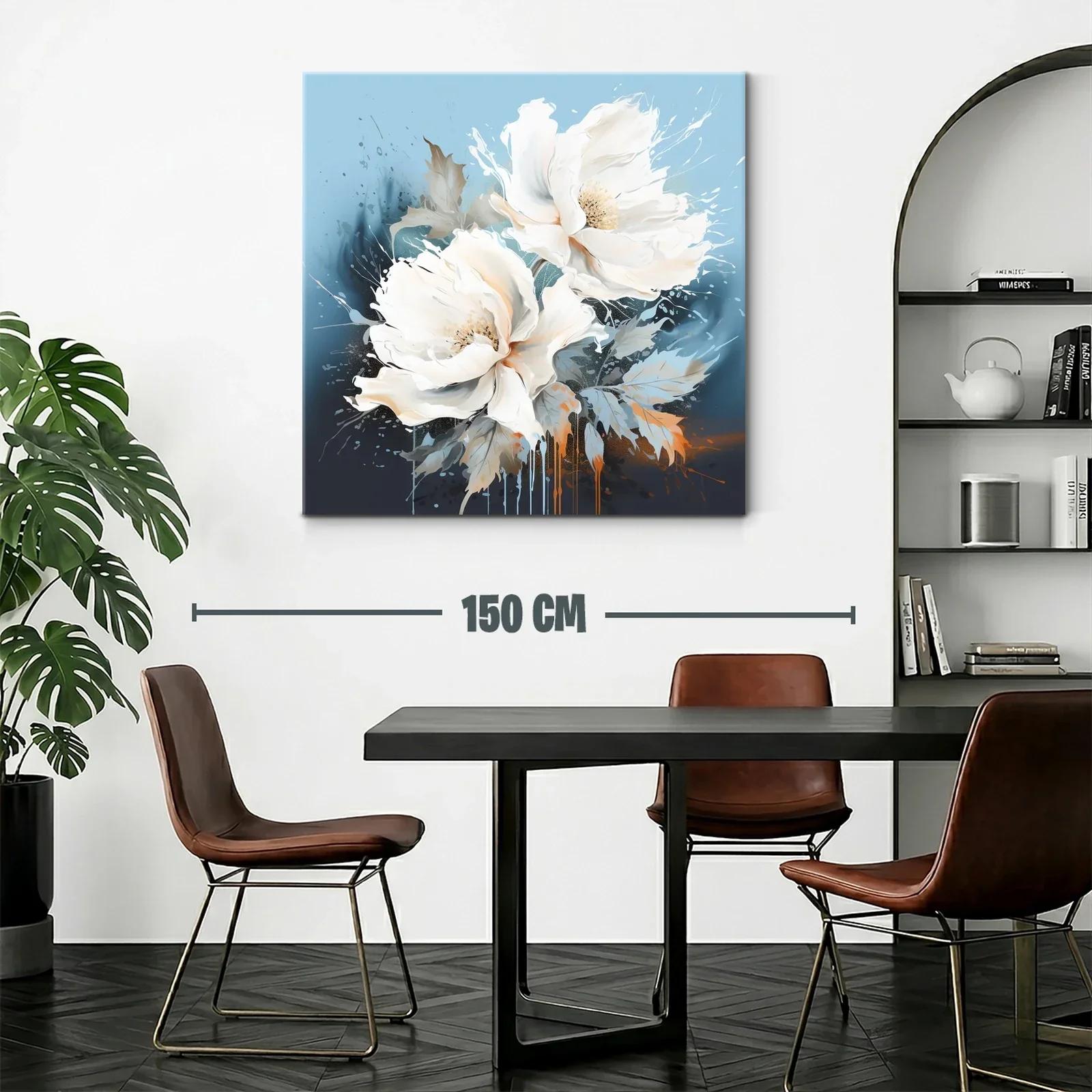 Cuadro floral en tonos suaves y vibrantes azules — miniatura 2