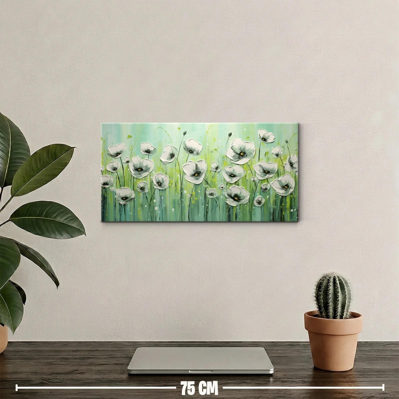 Cuadro amapolas blancas con tallos alargados — miniatura 2