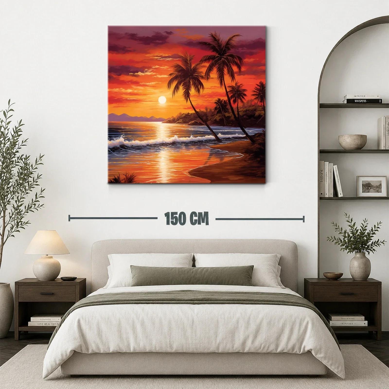 Atardecer tropical con palmeras en playa serena — miniatura 3