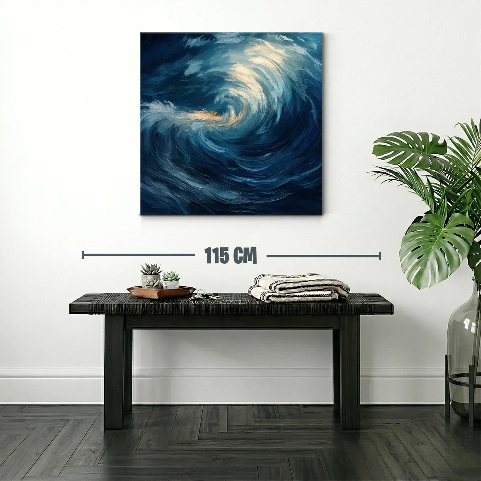 Espiral de Olas en Tonos Azul Profundo y Crema — miniatura 2