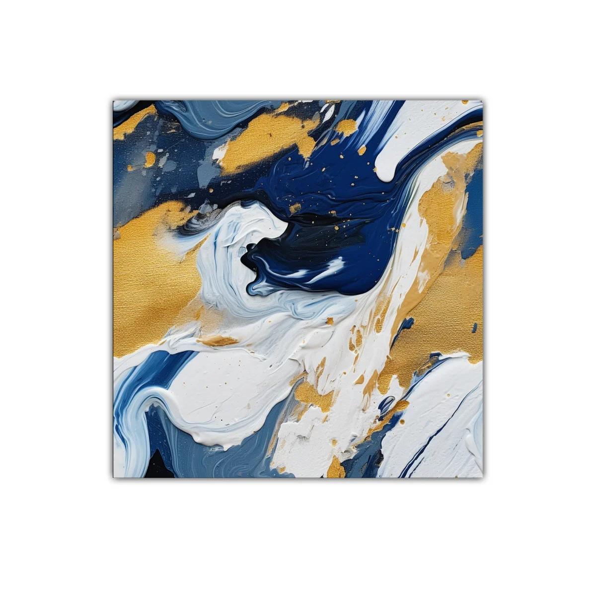 Cuadro decorativo con efecto abstracto en azul y dorado