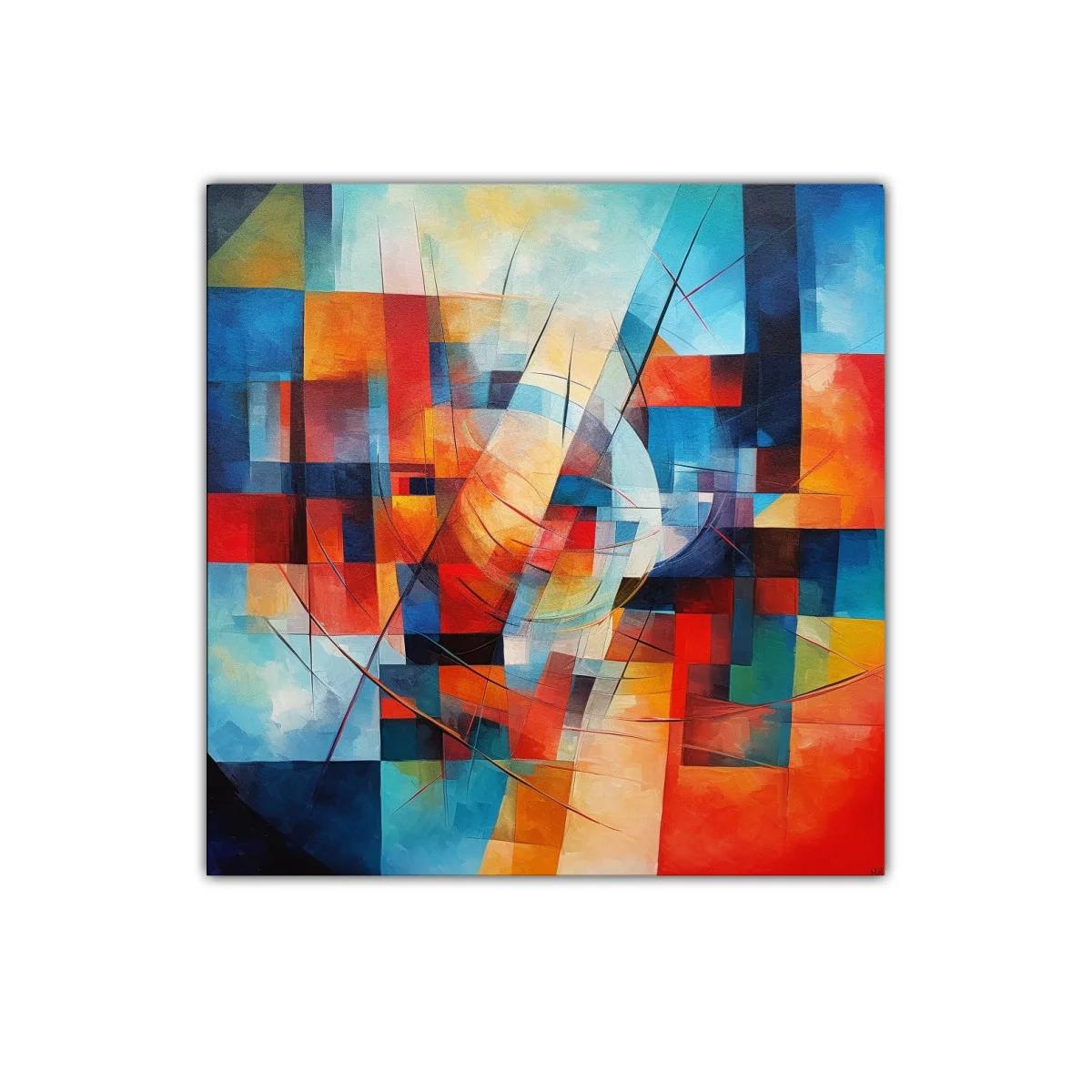 Cuadro Abstracto con Dinámica Composición de Formas y Colores