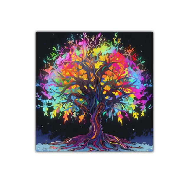 Árbol multicolor con vibrante energía nocturna