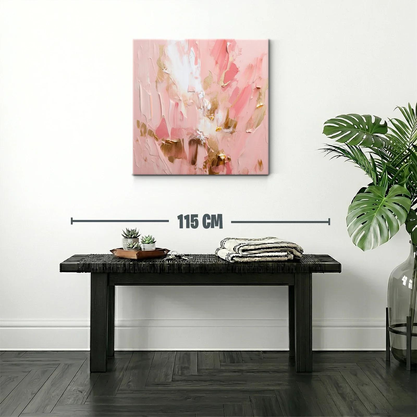 Cuadro abstracto en tonos rosas y dorados elegante — miniatura 2