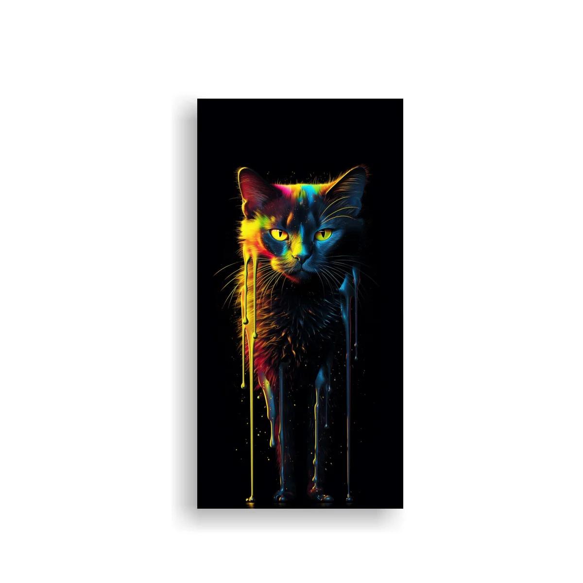 Cuadro gato negro con pintura goteando — imagen principal